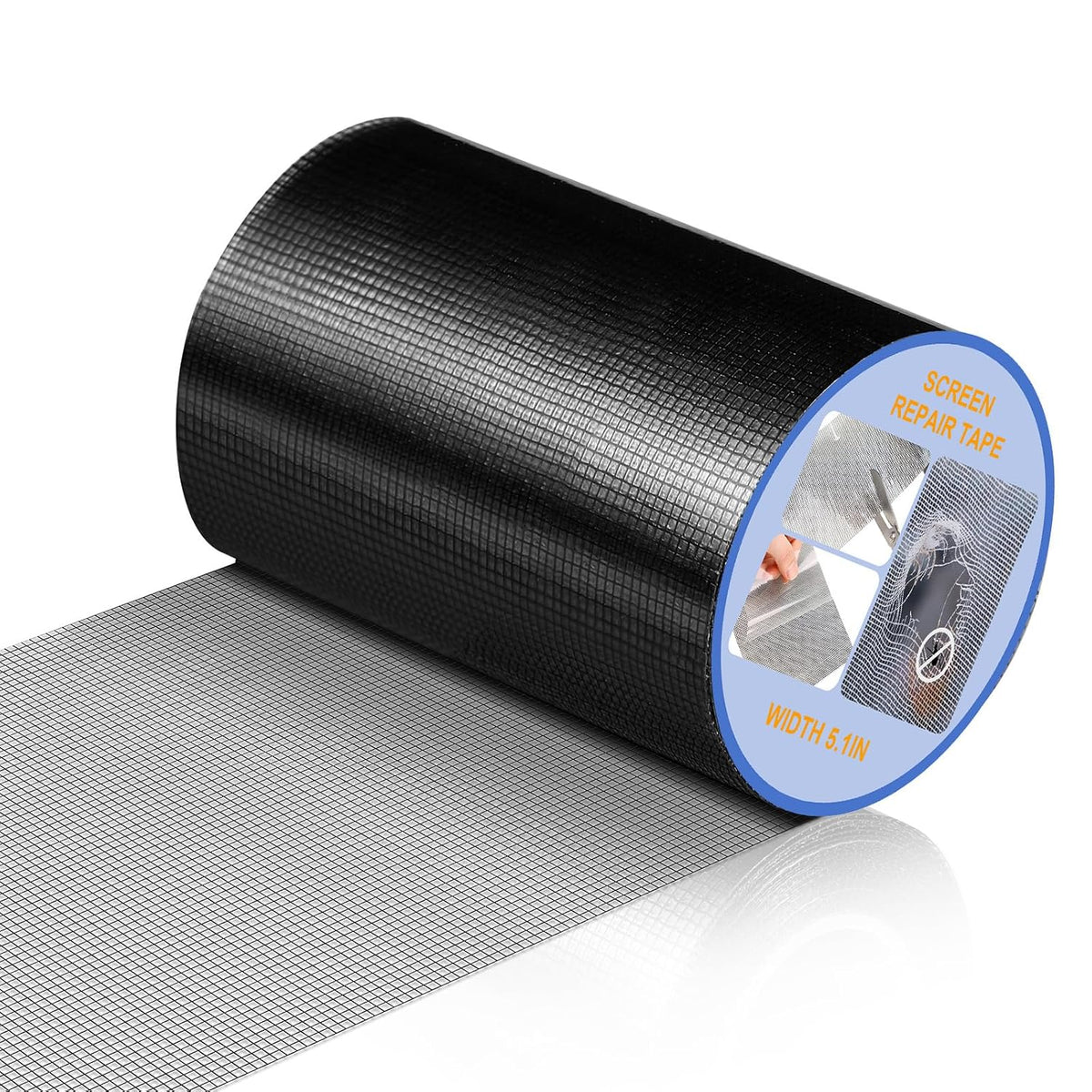CroBlissful Extra Wide 5 inch x 20 ft Window Screen Tape Mesh Repair Strong Adhesive Waterproof Fiberglass Screen Repair Kit Patch for Window Door Tears Holes(Black)