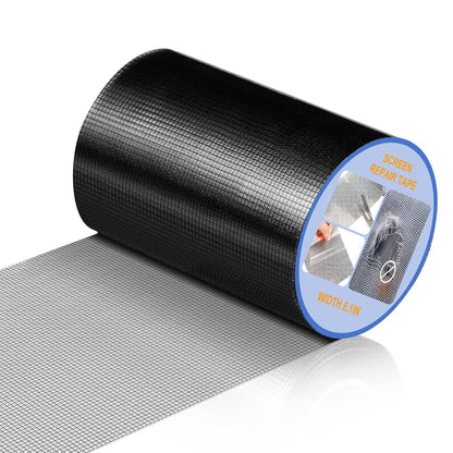 CroBlissful Extra Wide 5 inch x 20 ft Window Screen Tape Mesh Repair Strong Adhesive Waterproof Fiberglass Screen Repair Kit Patch for Window Door Tears Holes(Black)