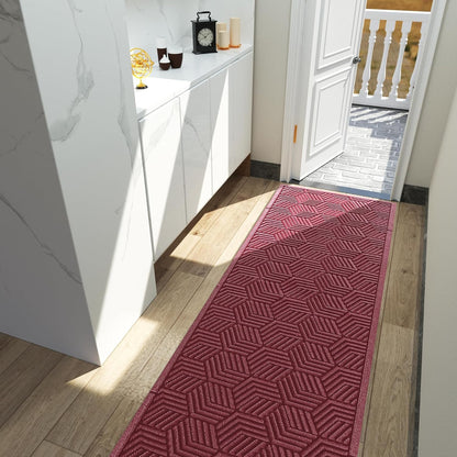 Yimobra Front Door Mat, All-Season Waterproof Outdoor Mat for Entrance with Drainage Holes, Heavy Duty Non-Slip Doormat for Garage Patio Entryway Indoor, 29.5x17, Red