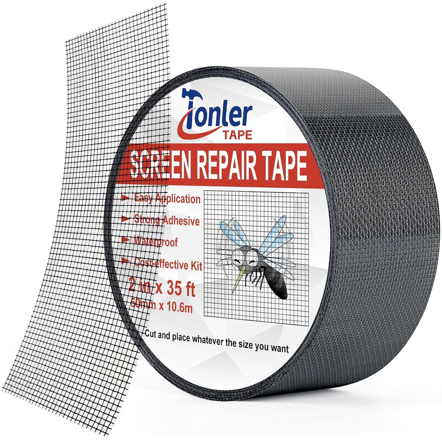 Gray Window Screen Repair Tape 2 in X 35 FT Fiberglass Screen Patch Strong Adhesive Mesh Tape for Window & Door Screen Holes & Tears Repair Kit