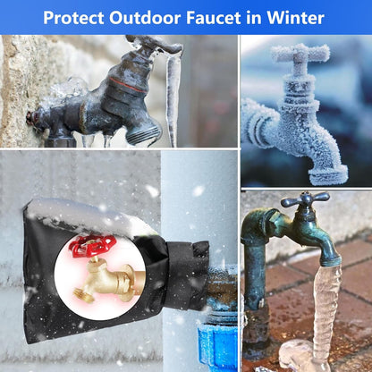 2Pack Outdoor Faucet Covers for Winter Freeze Protection, 8.5″x5.9″x1.9″ Thicker Hose Bib Insulation Cover Waterproof & Frost Free Outside Spigot Cover Bags Insulated Covers with Reflective Strips