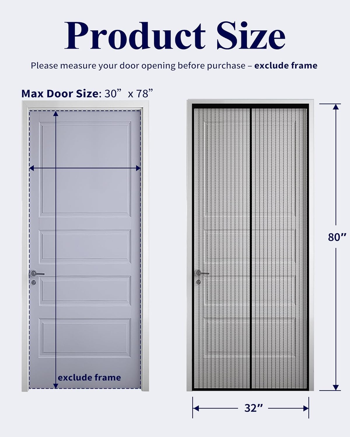Kitsure Magnetic Screen Door - 38.0 x 82.0 in Retractable Screen Door Mesh for Front Door or Sliding Door, Pet & Kid Friendly, Hands-Free Closure Keeps Bugs Out & Lets Breeze in, Stripe Black