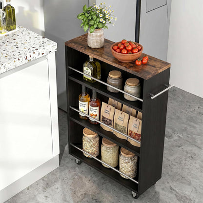 ALBAD Slim Rolling Cart,4-Tier Storage Cart with Wheels,7.9”W Slim Storage Carts with Handle for Kitchen Laundry Narrow Places Bathroom Dining Room Small Spaces