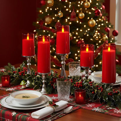 Raycare Flameless Candles Battery Operated with Remote Timer, Acrylic Flickering LED Pillar Candle for Christmas, Wedding, Home Decor, Gift for Family and Friend, White, Set of3