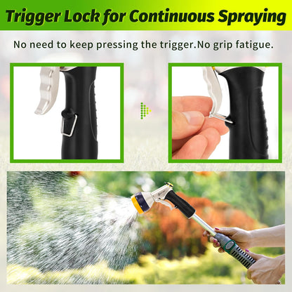 AUTOMAN Garden Hose Nozzle Sprayer - High Pressure 100% Metal Water Spray Nozzle With 4 Patterns - Heavy Duty for Watering Plants, Lawns, Washing Cars & Pets