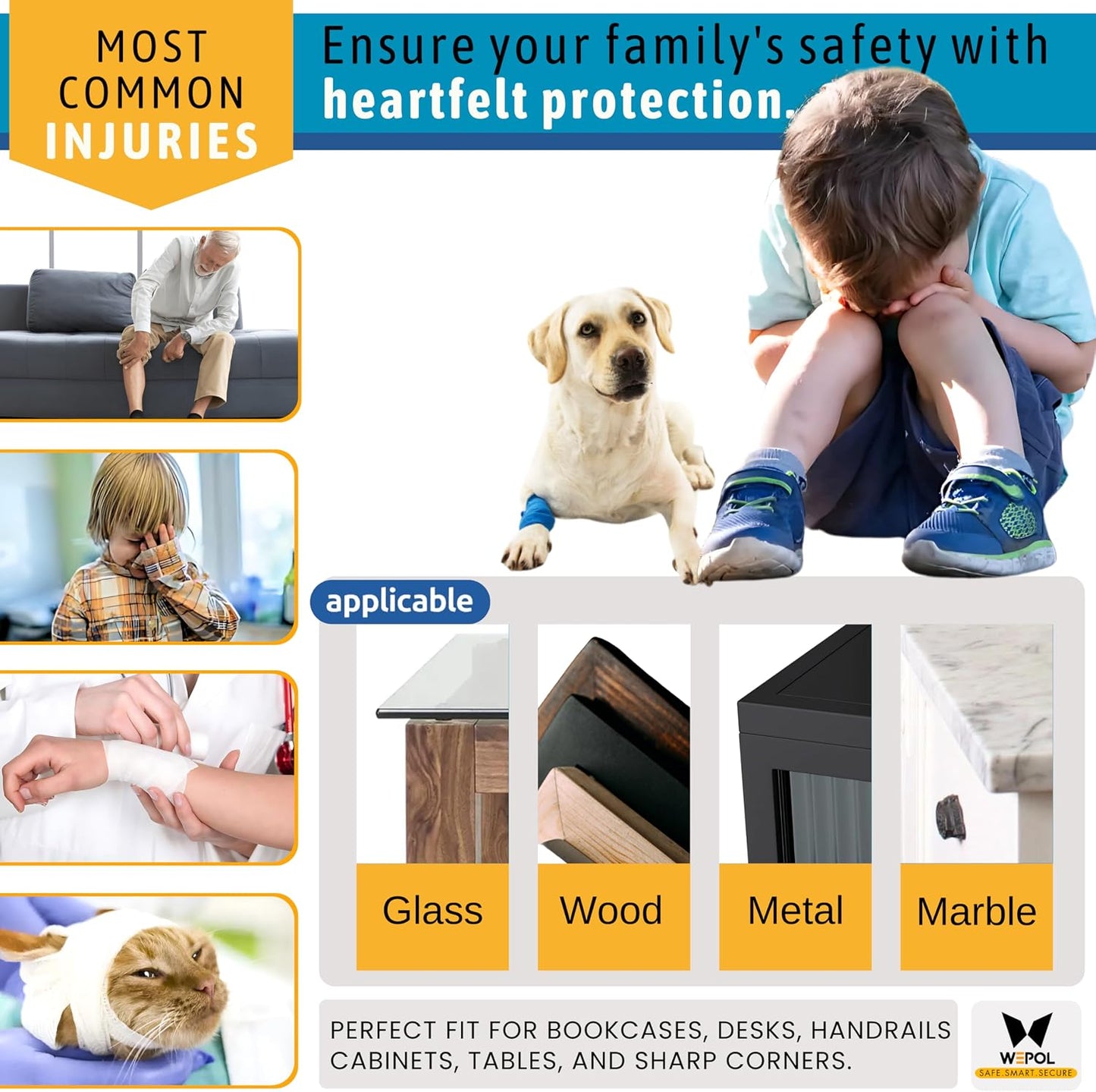 Soft Foam Corner Protectors for Baby, Bed Frame Corner Guards, Sharp Edge Desk Furniture Safety Cover Bumpers for Kids, Adhesive Pre-Taped Rubber Padding Cushion (Black, 4 Pack)