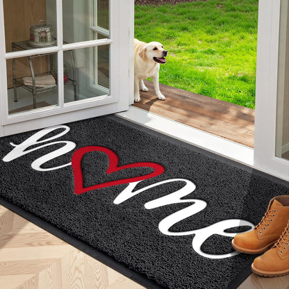 StepLively Door Mat Home Welcome Mats Outdoor and Indoor, Heavy-Duty Low-Profile Non-Slip Front Welcome Mat for Home Entrance, Outside Entry, Yard, Floor, Patio (30''x17.5'', Black)