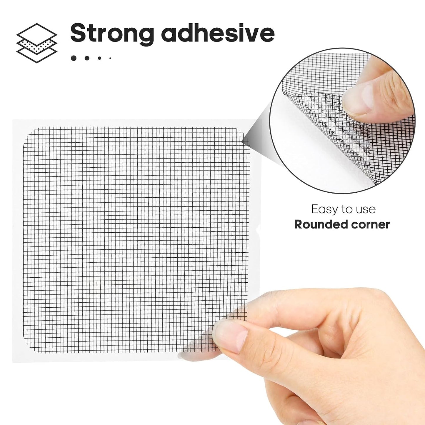 Secopad 14 Sheets Window Screen Patches Repair Kit, Grey/Black 3 Sizes Window Screen Repair Kit for Mesh Screen Door, Strong Adhesive Fiberglass Quick Screen Repair Tape