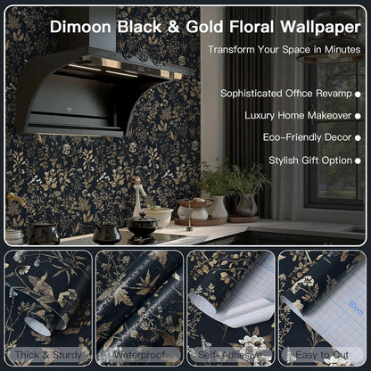 Dimoon 17.3" X 78.7" Peel and Stick Wallpaper Floral Contact Paper Boho Beige White Renter Friendly Natural Wall Paper Waterproof Removable Self Adhesive Wallpaper for Bedroom Livingroom Vinyl Roll