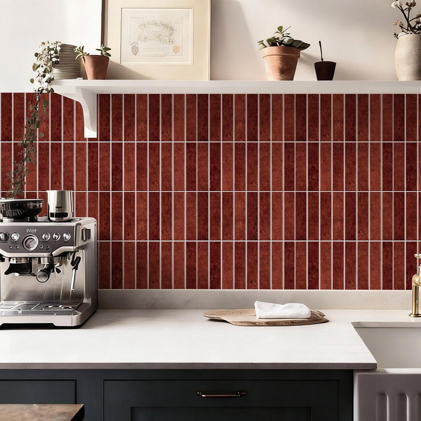 10 Sheets Thicker Design Peel and Stick Backsplash, Self Adhesive Wall Tiles, Stick on Backsplash for Kitchen and Bathroom, 11.8"x11.8",Beige