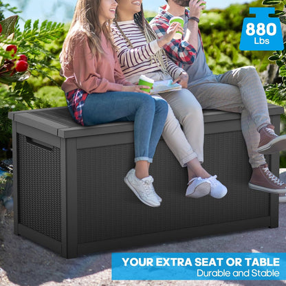 TARKARI 275 Gallon Resin Deck Box, Waterproof Outdoor Storage Box, Lockable for Patio Furniture, Garden Tools, Pool Accessories, UV-Resistant for All Weather Use, Black
