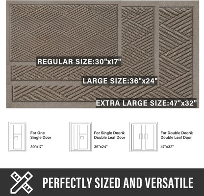 HIYARD Sturdy Front Door Mat, Absorbent Muddy Dirt Resist Welcome Door Mats Outdoor Indoor, Stain and Fade Resistant, Non-Slip Rubber Backing Low Profile Doormat for Entryway, 30×17, Beige