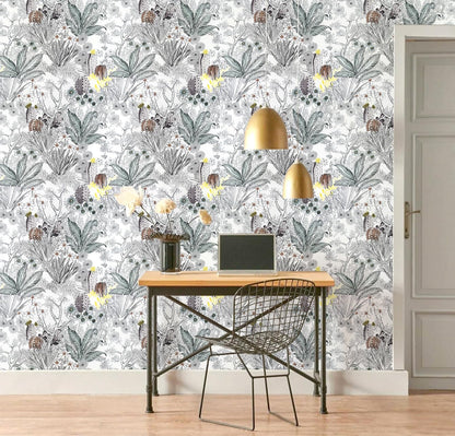 Wudnaye Boho Peel and Stick Wallpaper Catus Wallpaper 17.7" x 118.1"Vintage Floral Wallpapers Peel and Stick Botanical Removable Wall Paper Boho Self Adhesive Contact Paper for Bathroom Cabinets