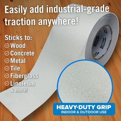 Better Boat Anti Slip Tape for Outdoor Stair Treads, Non-Skid Grip for Stairs and Steps, 4" x 40ft Roll, Clear Waterproof Traction, Weather-Resistant Friction Floor Tread for Dogs and Steps