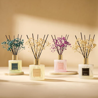 Cocorrina Reed Diffuser Set, Flower Reed Diffuser Sandalwood Rose 6.7 oz, Scented Diffuser with Sticks Home Fragrance Essential Oil for Bathroom Shelf Decor, Living Room, Large Room, 1pack