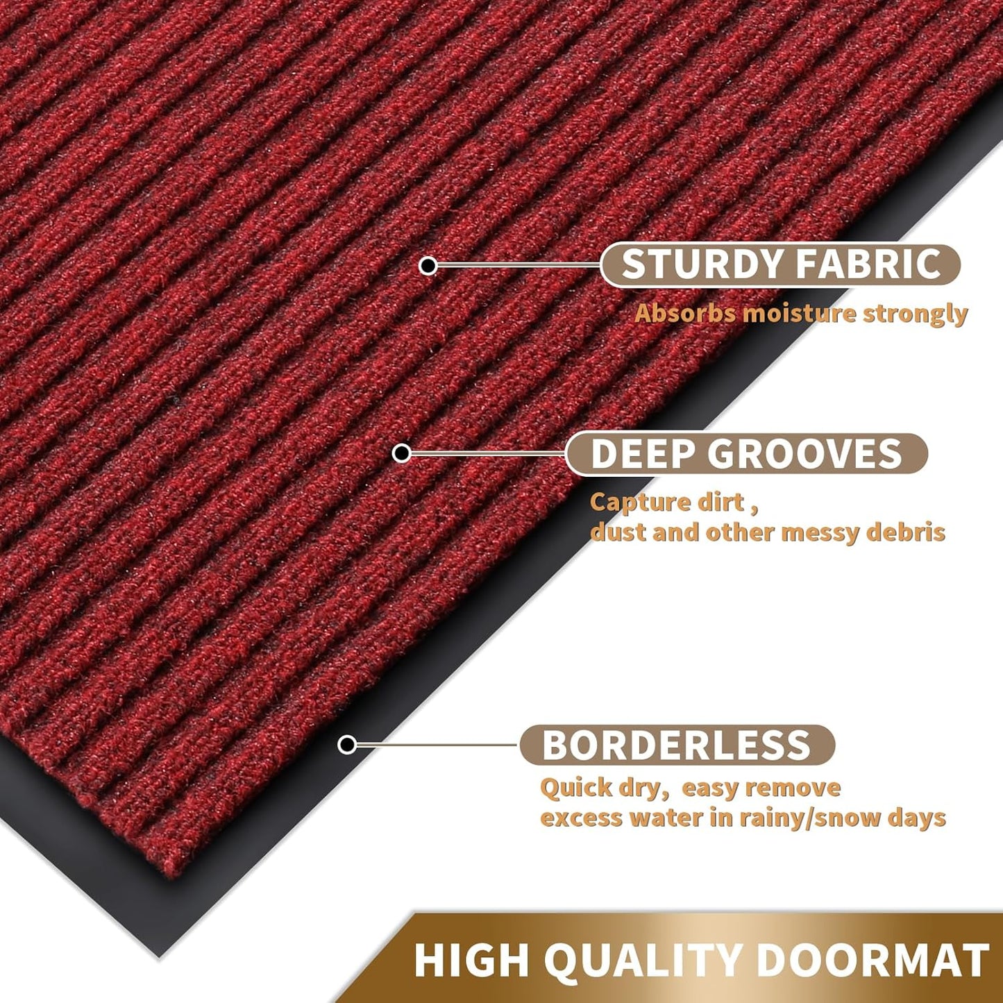 Yimobra Welcome Mat, Heavy Duty Sturdy Door Mats for Home Entrance Outdoor Indoor, Front Doormat for Outside Patio Floor Entry Porch Garage Office, Waterproof, Low Profile, 29.5x17, Black Grey