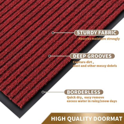 Yimobra Welcome Mat, Heavy Duty Sturdy Door Mats for Home Entrance Outdoor Indoor, Front Doormat for Outside Patio Floor Entry Porch Garage Office, Waterproof, Low Profile, 29.5x17, Black Grey