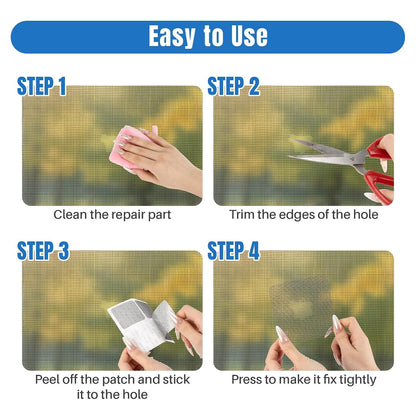 16Sheets Window Screen Repair Kit - Black Self-Adhesive Screen Patch Repair Kit, 4 Sizes Patches Mesh Tape for Mesh Screens Door, Window Drain Holes, Strong Adhesion Easy to Use