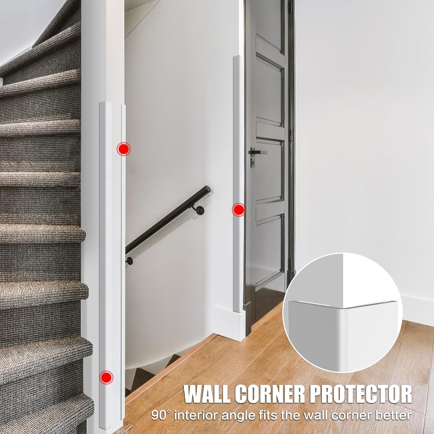 Wall Corner Protector, Walls Edge Protector，Self-Adhesive Wall Corner Guards,PVC Double Side Edge Protector， Furniture Stairs Guard (Gray 2PCS 90cm/35.4in)