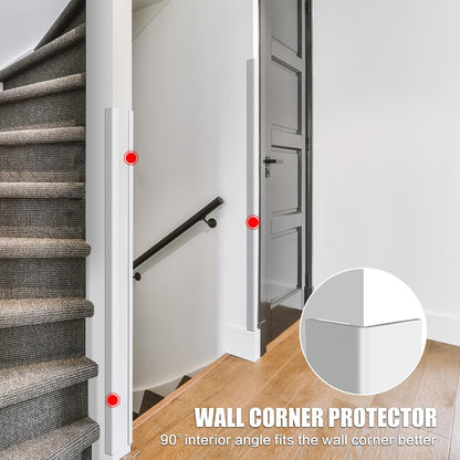 Wall Corner Protector, Walls Edge Protector，Self-Adhesive Wall Corner Guards,PVC Double Side Edge Protector， Furniture Stairs Guard (Gray 2PCS 90cm/35.4in)