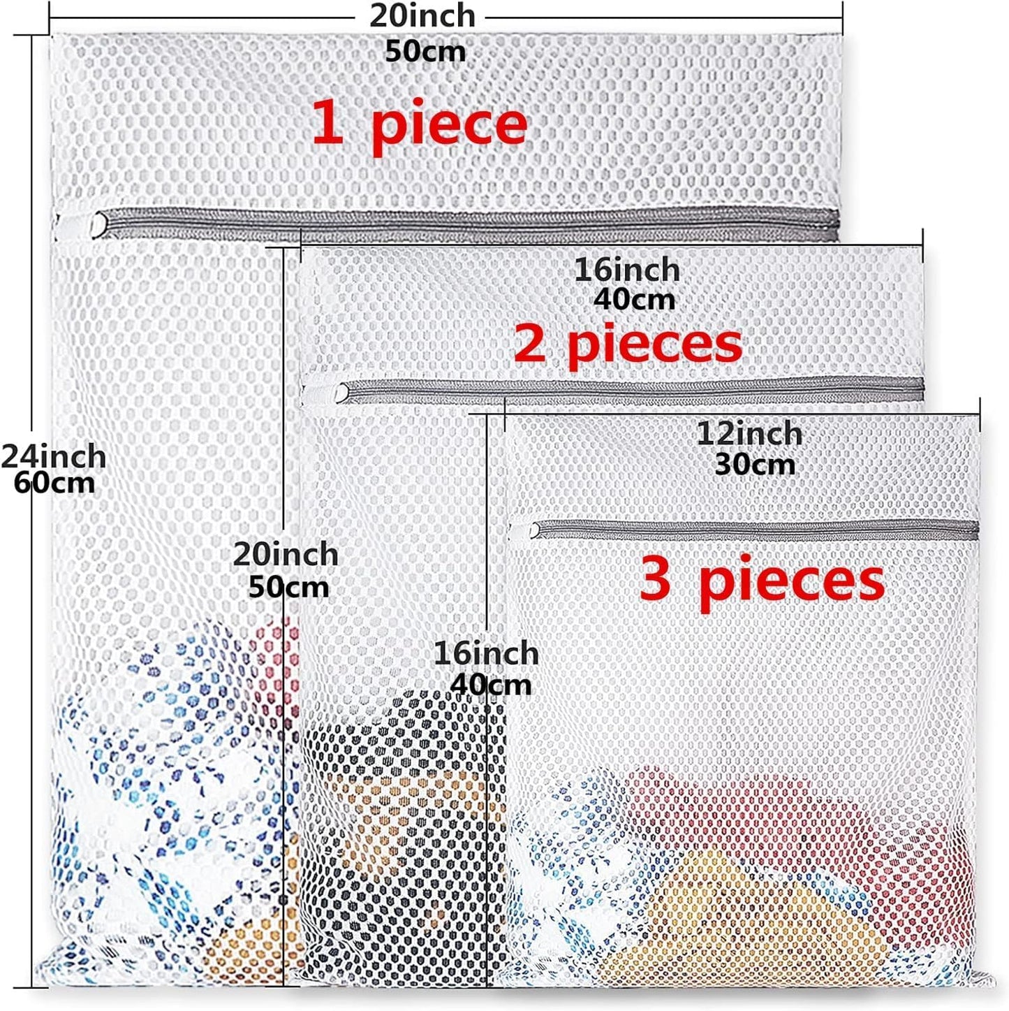 Mesh Laundry Bags for Delicates,Durable Zipper Wash Bags for Delicates, Lingerie, Bras, Underwear, Baby Clothes - Protect Garments in Washing Machine, 5-Piece Set (3 sizes)