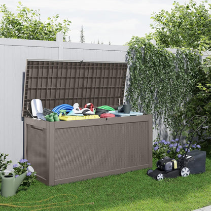 PatioZen 100 Gallon Resin Deck Box, Lockable Patio Outdoor Storage Box for Furniture, Garden Tools and Tools Storage, Waterproof Outside Storage Boxes - Black