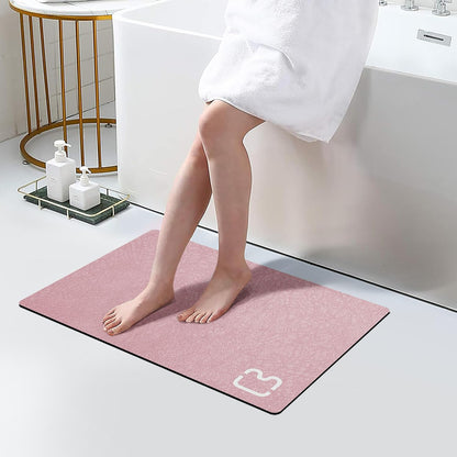 Diatomaceous Earth Bath Mat Rugs Super Absorbent Diatomite Stone Bath Mat Non Slip Quick Dry Thin Bathroom Mat Fit Under Door, Floor Rugs in Front of Bathtub, Shower Room, Sink,15.7"x23.6", Grey