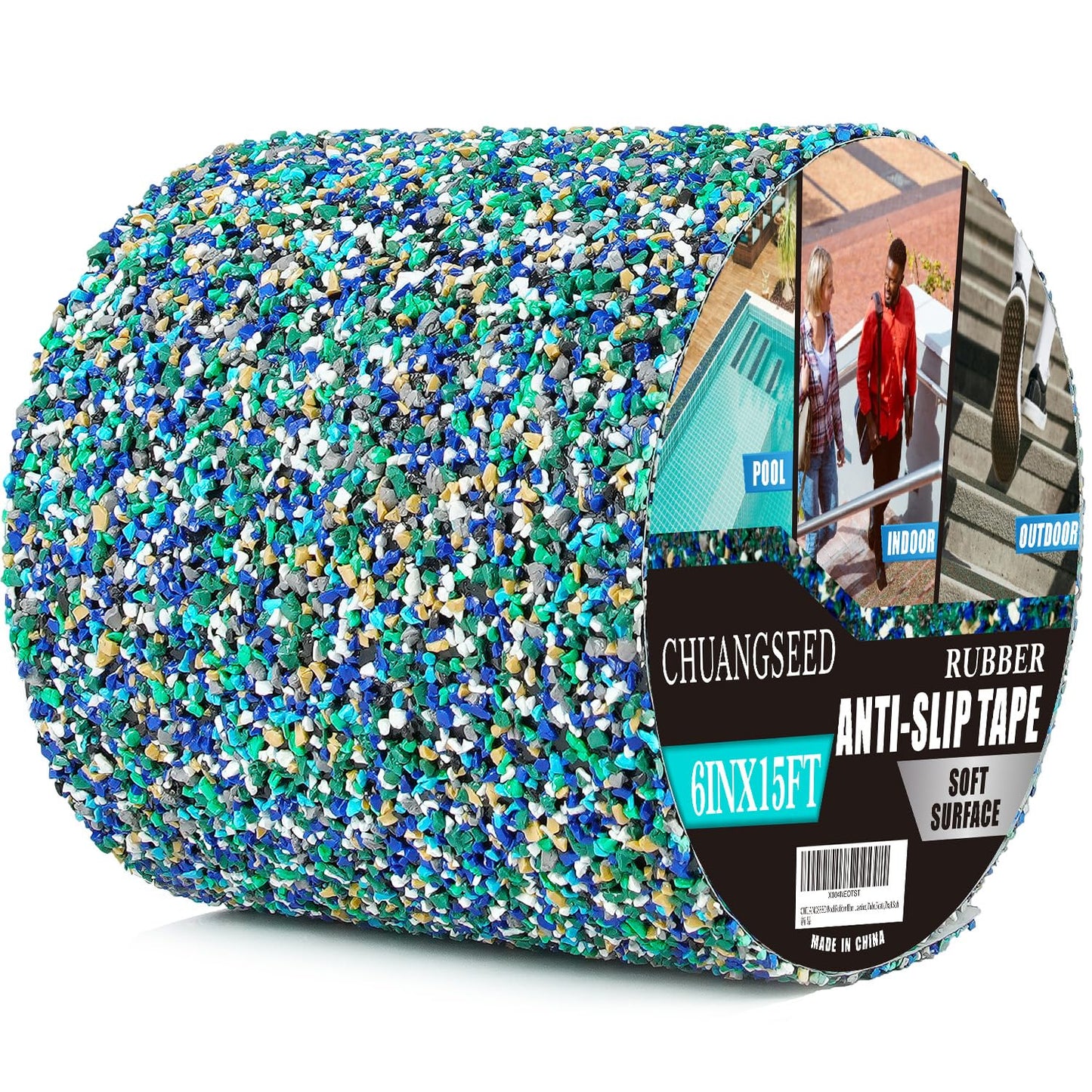 CHUANGSEED Anti-Slip Tape 2" x15ft - Waterproof Blue Safety Grip Tape for Stairs, Pool, Bathroom, Outdoor Steps - Heavy Duty Non-Slip Traction Strip
