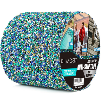 CHUANGSEED Anti-Slip Tape 2" x15ft - Waterproof Blue Safety Grip Tape for Stairs, Pool, Bathroom, Outdoor Steps - Heavy Duty Non-Slip Traction Strip
