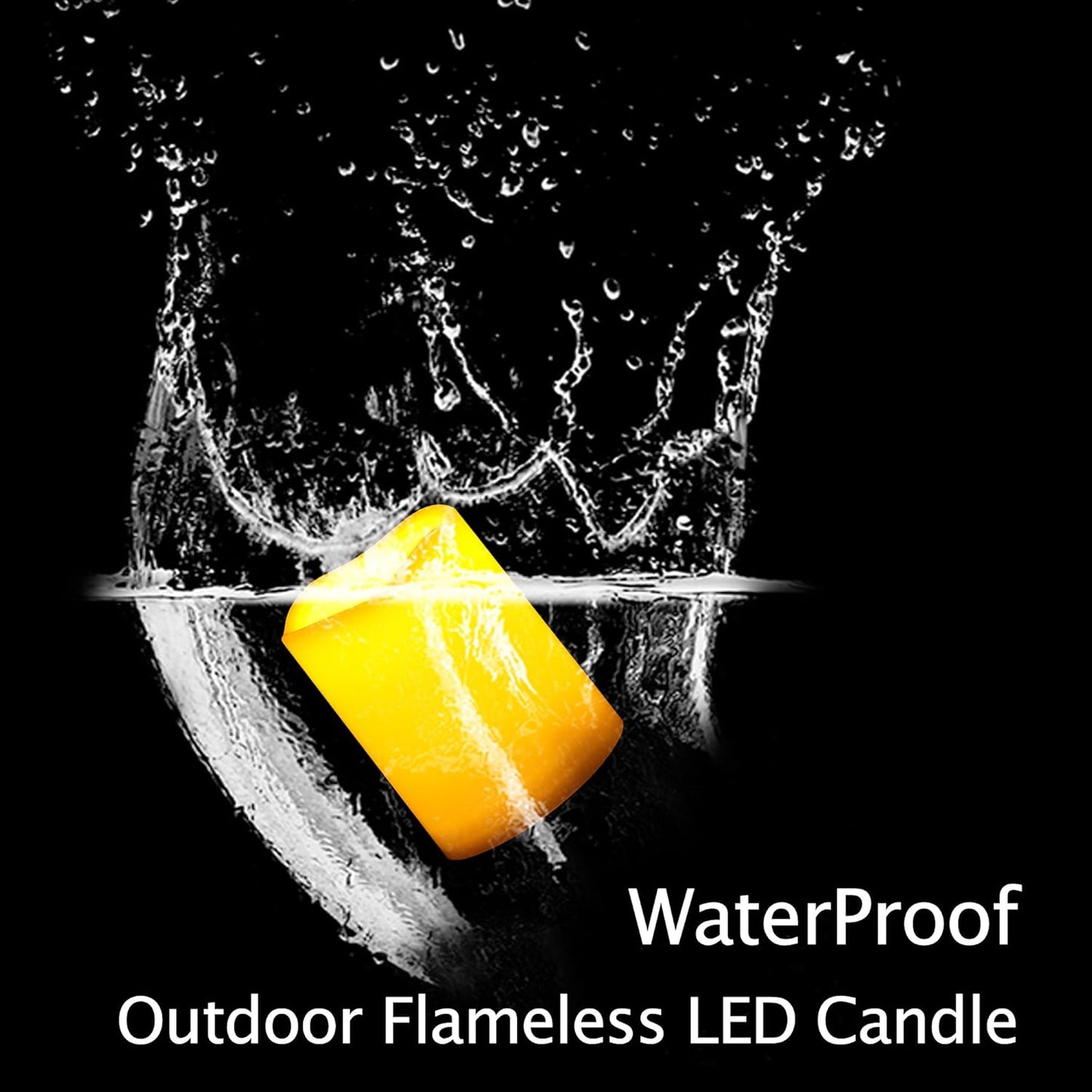 3”X3” 4 Pack Outdoor Flameless Candles Battery Operated LED Waterproof Pillar Candles with Remote Timer Electric Flickering LED Lights for Christmas, Halloween, Wedding, Home, Garden Decorations