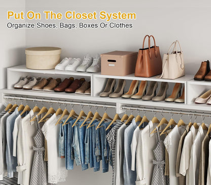 White Shoe Rack Organizer for Closet, 2-Tier Expandable Shoe Shelf, Stackable Iron Wood Combination Small Shoe Racks Shelves for Closets, Entryway,Small Space,Hallway,Bedroom,Bathroom,6-12 Pairs