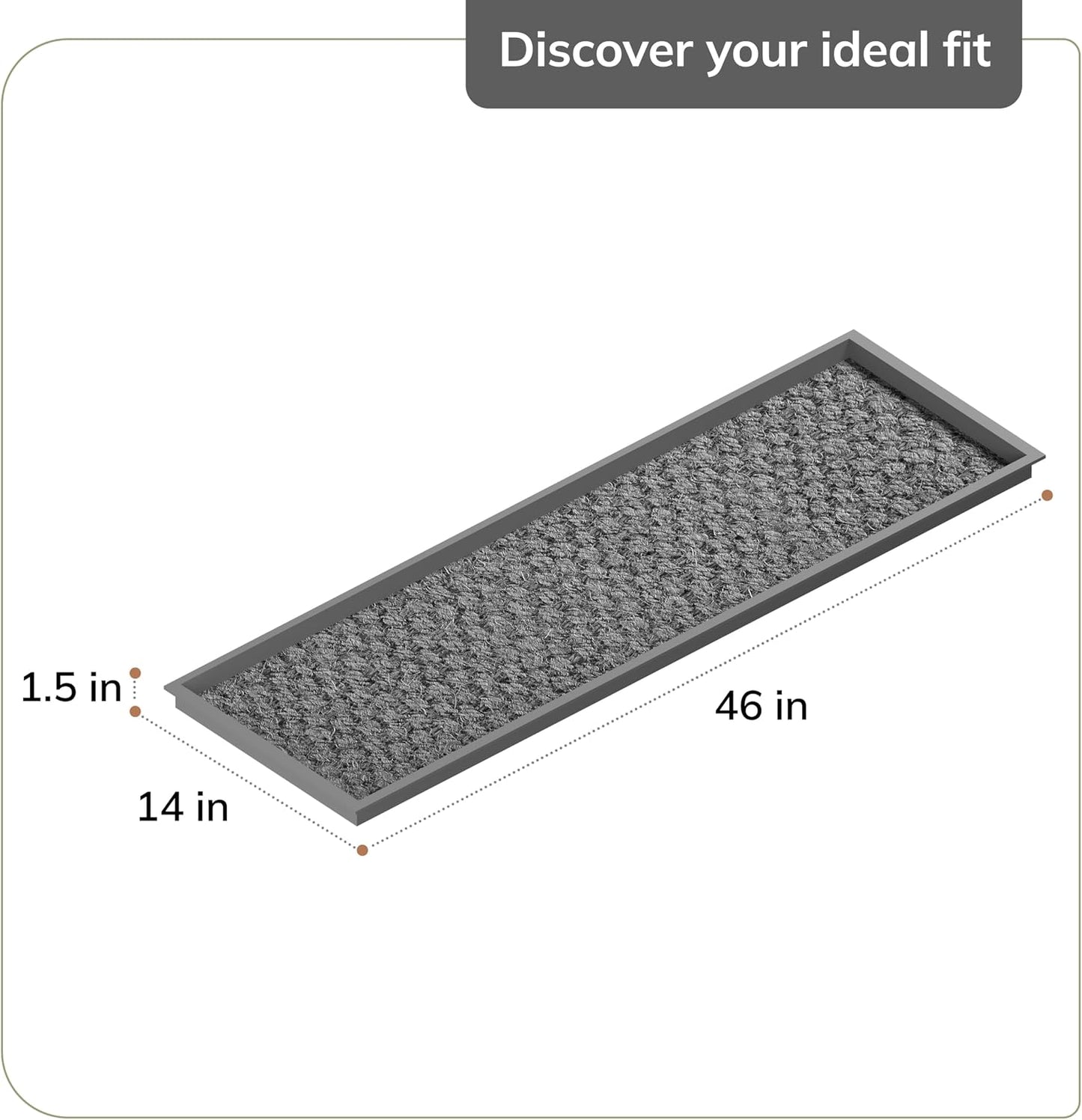 Anji Mountain Heavy Duty Waterproof Rubber Shoe Storage Mat Organizer/Boot Storage Tray Multi Use for Entryway with Coir, Tan Insert, Fits 4 Pair (46.5" Wide)