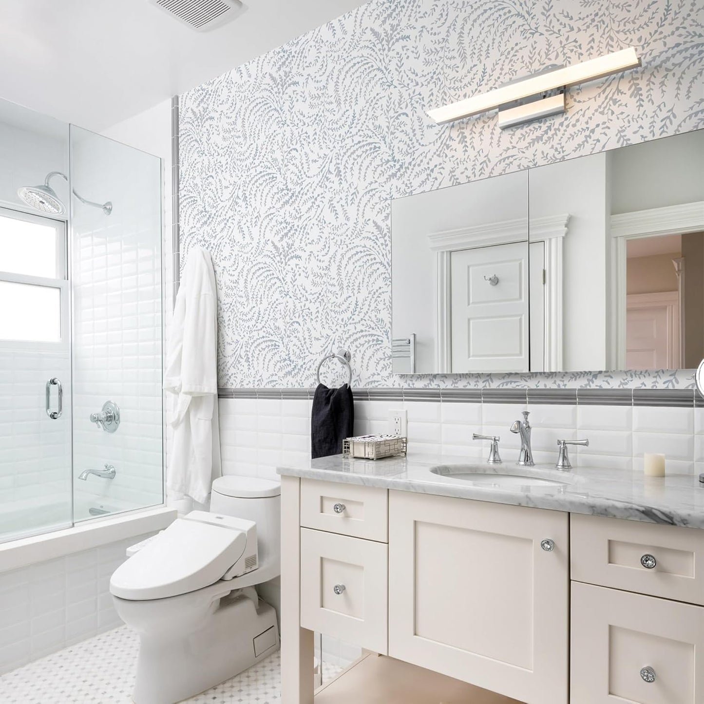 Peel and Stick Wallpaper Boho Wall Paper Peel and Stick Modern Watercolor Beige Wallpaper for Bathroom 17.3"x118"