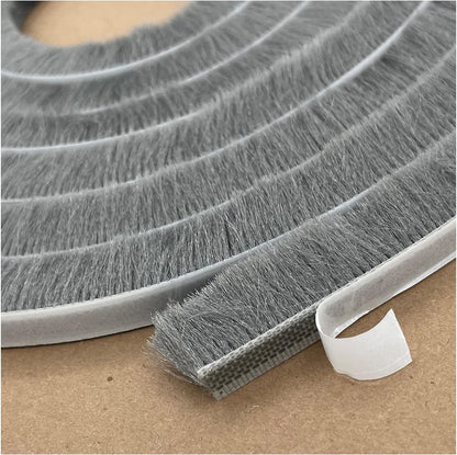 Self-Adhesive Pile Weather Stripping Seal for Sliding Windows and Door Frames, 16.5ft x 11/32 inch, Grey