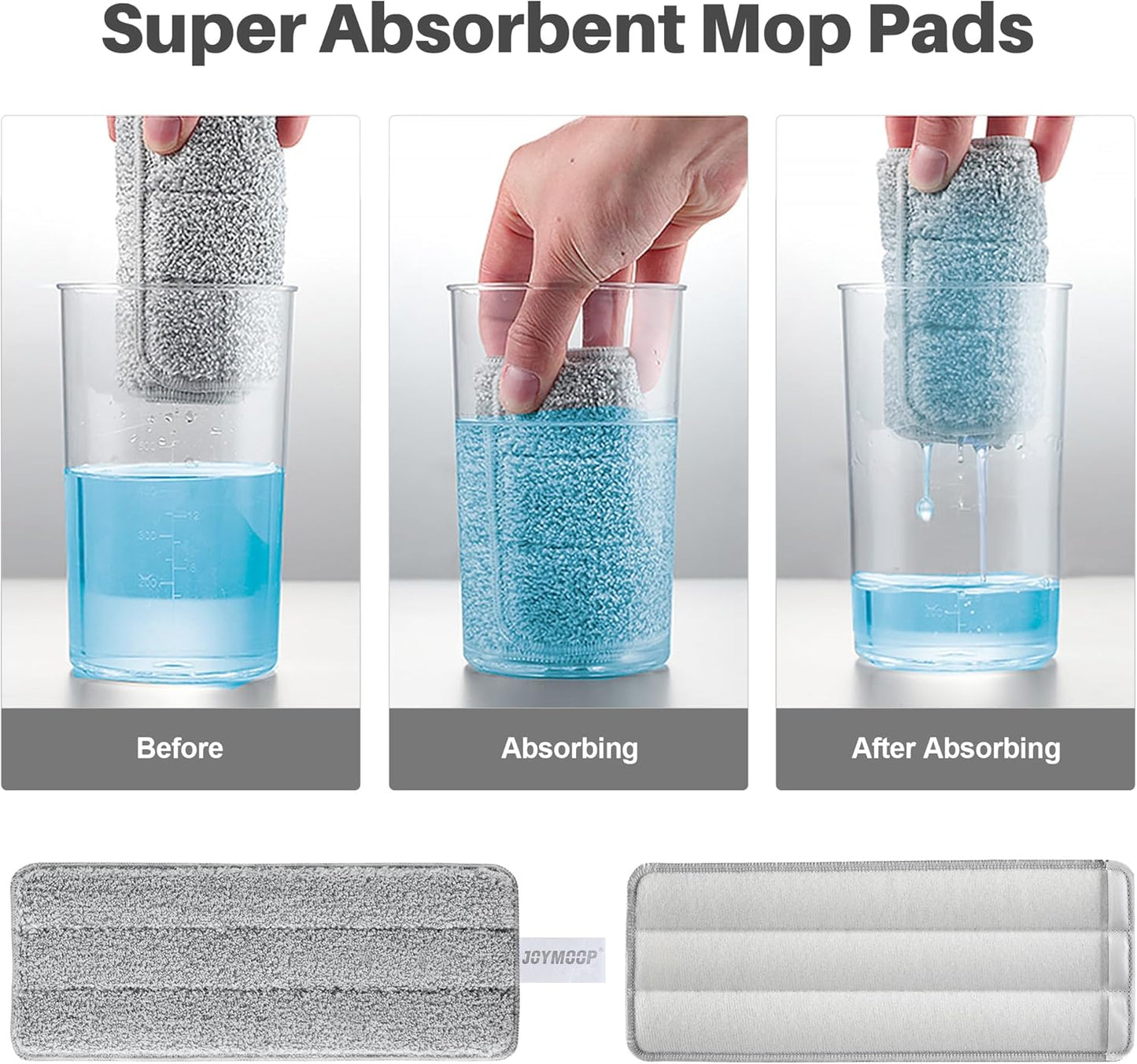 JOYMOOP Mop and Bucket Set, Flat Mops for Floor & Wall Cleaning, Commercial & Household Use, Hardwood Floor Mop with Long Handle & 4 Microfiber Pads