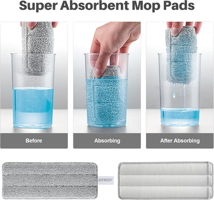 JOYMOOP Mop and Bucket Set, Flat Mops for Floor & Wall Cleaning, Commercial & Household Use, Hardwood Floor Mop with Long Handle & 4 Microfiber Pads