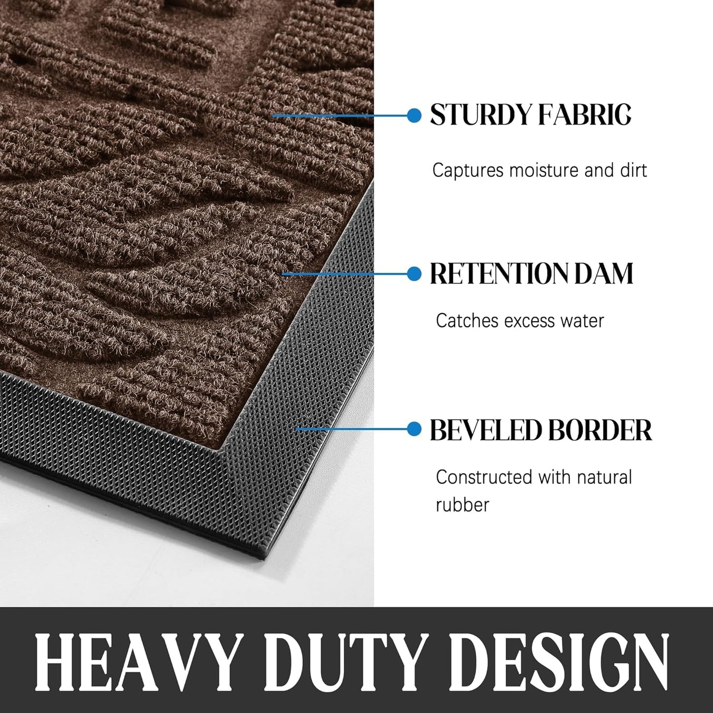 Yimobra Welcome Mat Outdoor 29.5x17, Waterproof Non-Slip Outdoor Mats for Front Door Outside Entrance, Low-Profile Entryway Mat Indoor for Garage Patio, Black