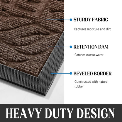 Yimobra Welcome Mat Outdoor 29.5x17, Waterproof Non-Slip Outdoor Mats for Front Door Outside Entrance, Low-Profile Entryway Mat Indoor for Garage Patio, Black