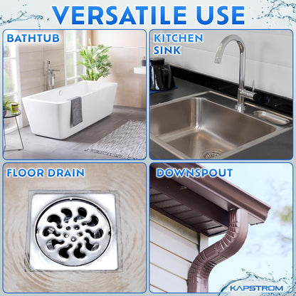 Plumbing Drain Snake (Spiral Diameter 0.5 inch / 1.3 cm), Hair Clog Remover Tool for Toilet, Heavy-Duty Drain Auger for Kitchen & Bathroom Sink, Pipe & Sewer Cleaner for Shower & Bathtub