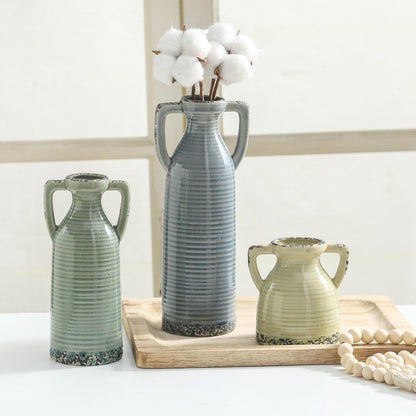 Bud Vase - Flower Vase Set - Decorative Vases - Ceramic Small Vase Set of 3 for Centerpieces - Ice Creak for Decor - Modern Decoration Vases for Home Farmhouse Table Office, Mini Vase by Lyeec