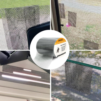 Fiberglass Window Repair Tape 4in X 15FT, Waterproof Screen Repair Kit for Mesh Screens, Instantly Covers Holes and Tears (Gray)