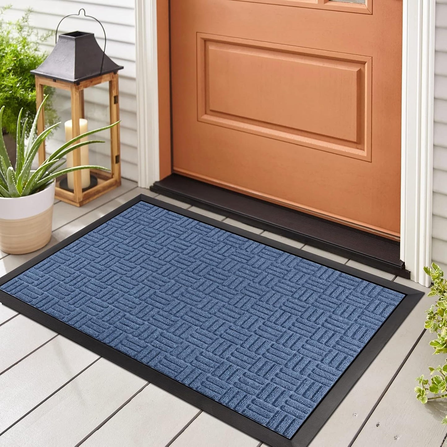 Mibao Front Door Mat, Heavy Duty Durable Welcome Mat for Outdoor Indoor, Dirt Trapper Waterproof Super Absorbent Door Mat for Entryway Outside Patio Porch, 29.5" x 17", Grey