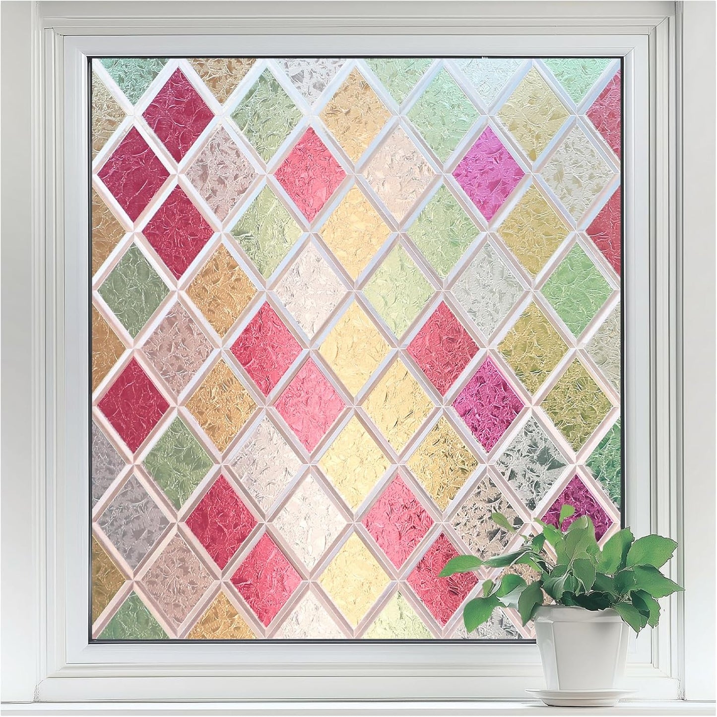 rabbitgoo Window Privacy Film, Decorative Privacy Window Film Sun Blocking, Frosted Glass Cling for Home Door, Non-Adhesive Static Cling Sticker Covering Heat Blocker, Clear, 17.5" x 78.7"
