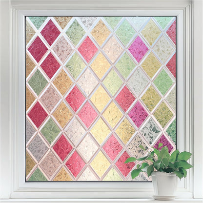 rabbitgoo Window Privacy Film, Decorative Privacy Window Film Sun Blocking, Frosted Glass Cling for Home Door, Non-Adhesive Static Cling Sticker Covering Heat Blocker, Clear, 17.5" x 78.7"