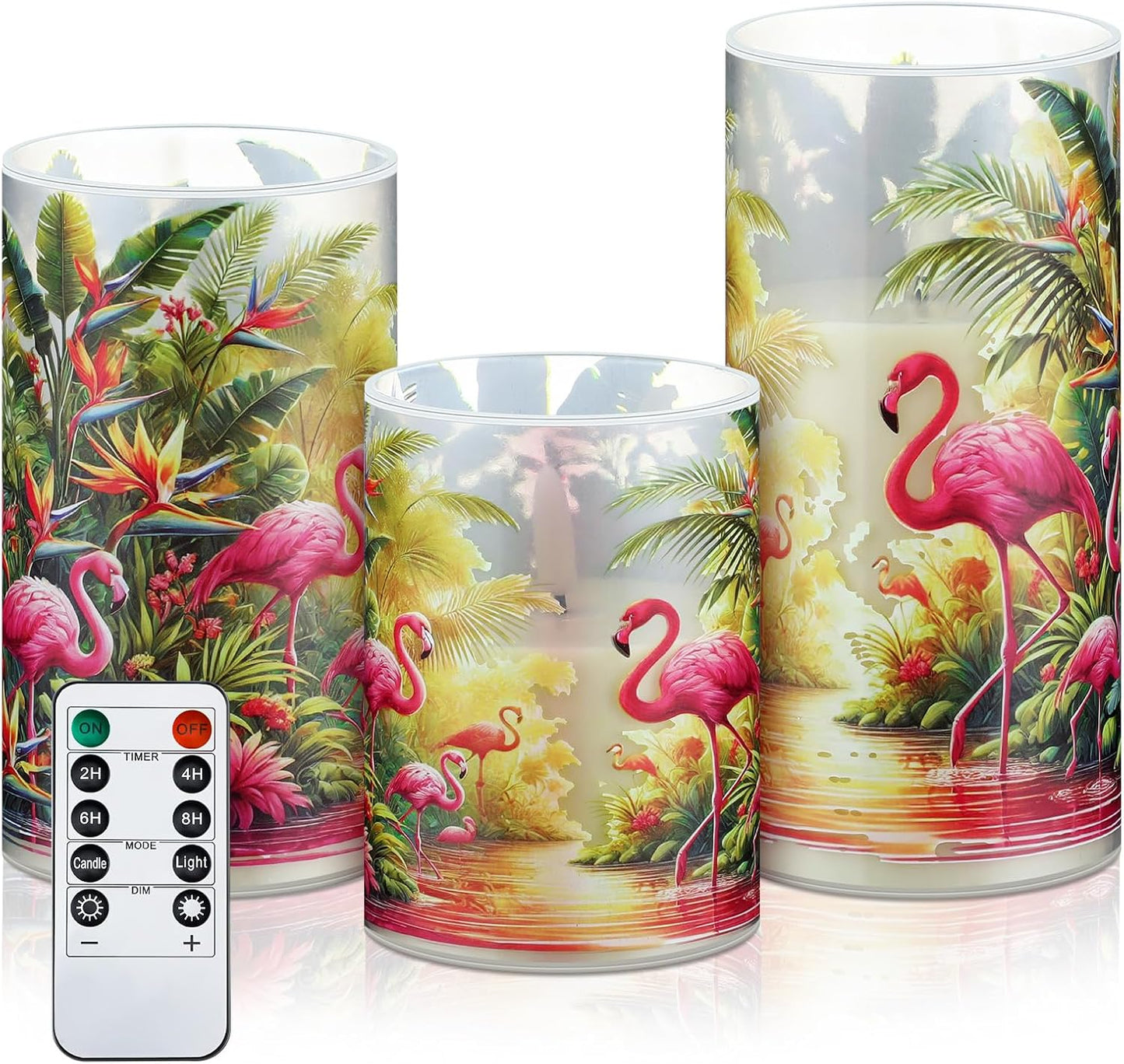 Tujoe 3 Pcs Summer Ocean Flameless Candles Teal Beach LED Battery Pillar Candles Set Battery Operated Coastal Nautical Decorations Flickering Gifts with Remote Decorations for Holiday