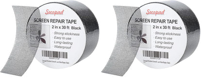 Secopad Black Window Screen Repair Tape, 4 in X 20 FT (240IN) Kit for Windows or Doors, Strong Adhesive Patch Fiberglass Mesh Repair