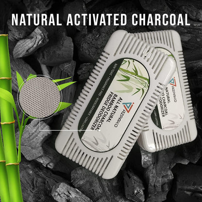 AZPAKO Refrigerator Deodorizer (1 Pack) - Natural Bamboo Activated Charcoal Fridge Deodorizer - Effective Than Baking Soda - Activated Carbon Smell Remover, Fridge and Freezer Odor Eliminator (1)
