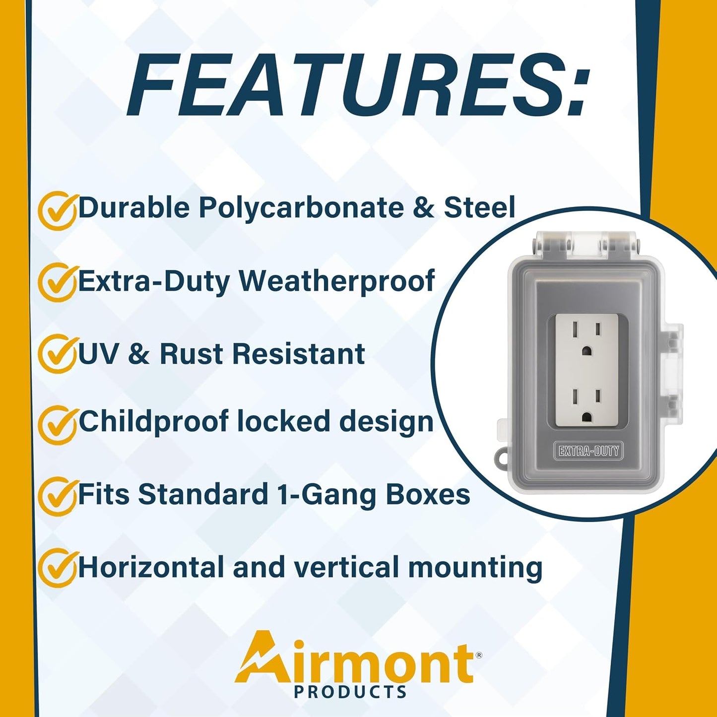 Weatherproof Outdoor Electrical Box – 1 & 2-Gang Die-Cast Aluminum Outlet Box, Cover & Kit for Wet Locations, Patio Lighting, Deck Outlets & Exterior Receptacles (Cover, 1-Gang)