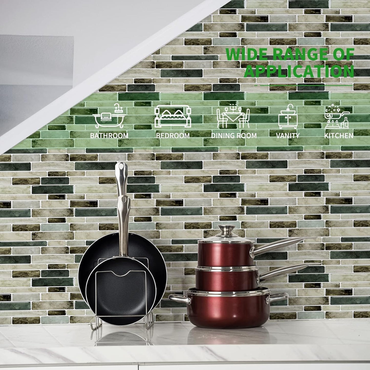 LONGKING Marble Peel and Stick Backsplash for Kitchen, 3D Adhesive Tile Backsplash for Kitchen, Bathroom, Wall Tile, 10 Sheets, 12" x 12"