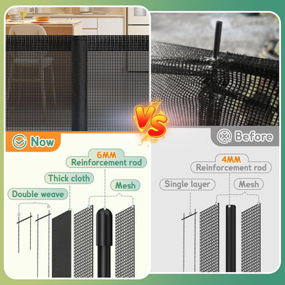 200'' Retractable Baby Gates Extra Wide,34" Tall Retractable Dog Gate for Doorways,Extra Long Retractable Baby Gate for Stairs,Kitchen,Indoor/Outdoor Retractable Gate with Fiberglass Reinforcement Rod